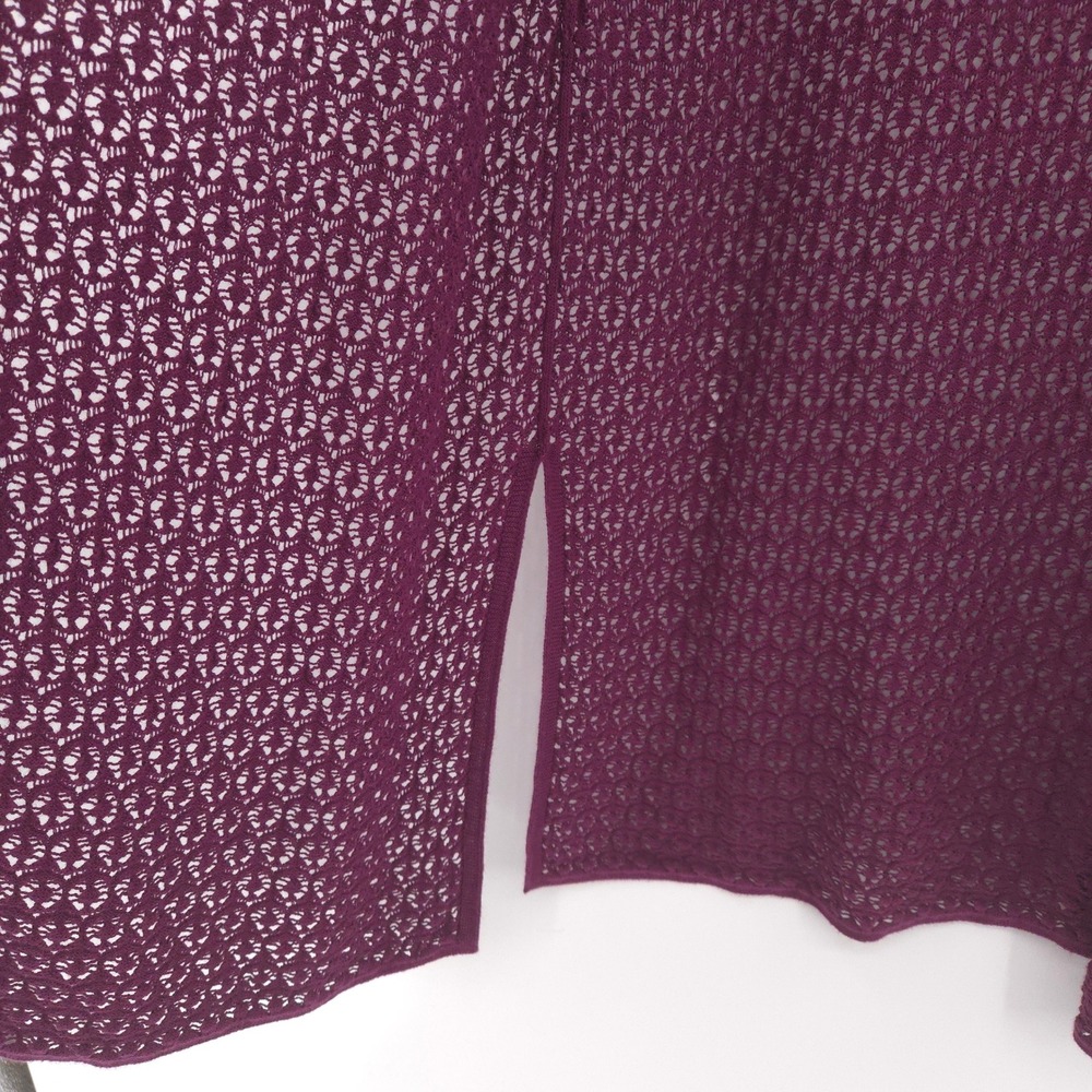 J.Jill Duster Cardigan Women Medium Purple Crochet Knit Open Longline Sweater - Picture 4 of 8
